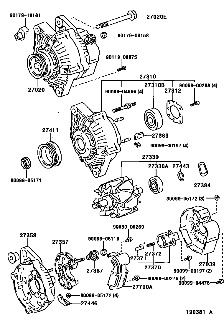 Toyota COROLLA Alternator EPC diagram — 190381A