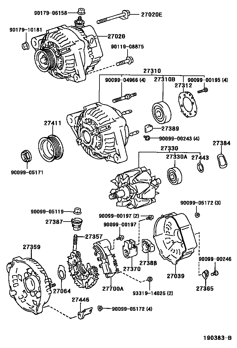 Toyota COROLLA Alternator EPC diagram — 190383B