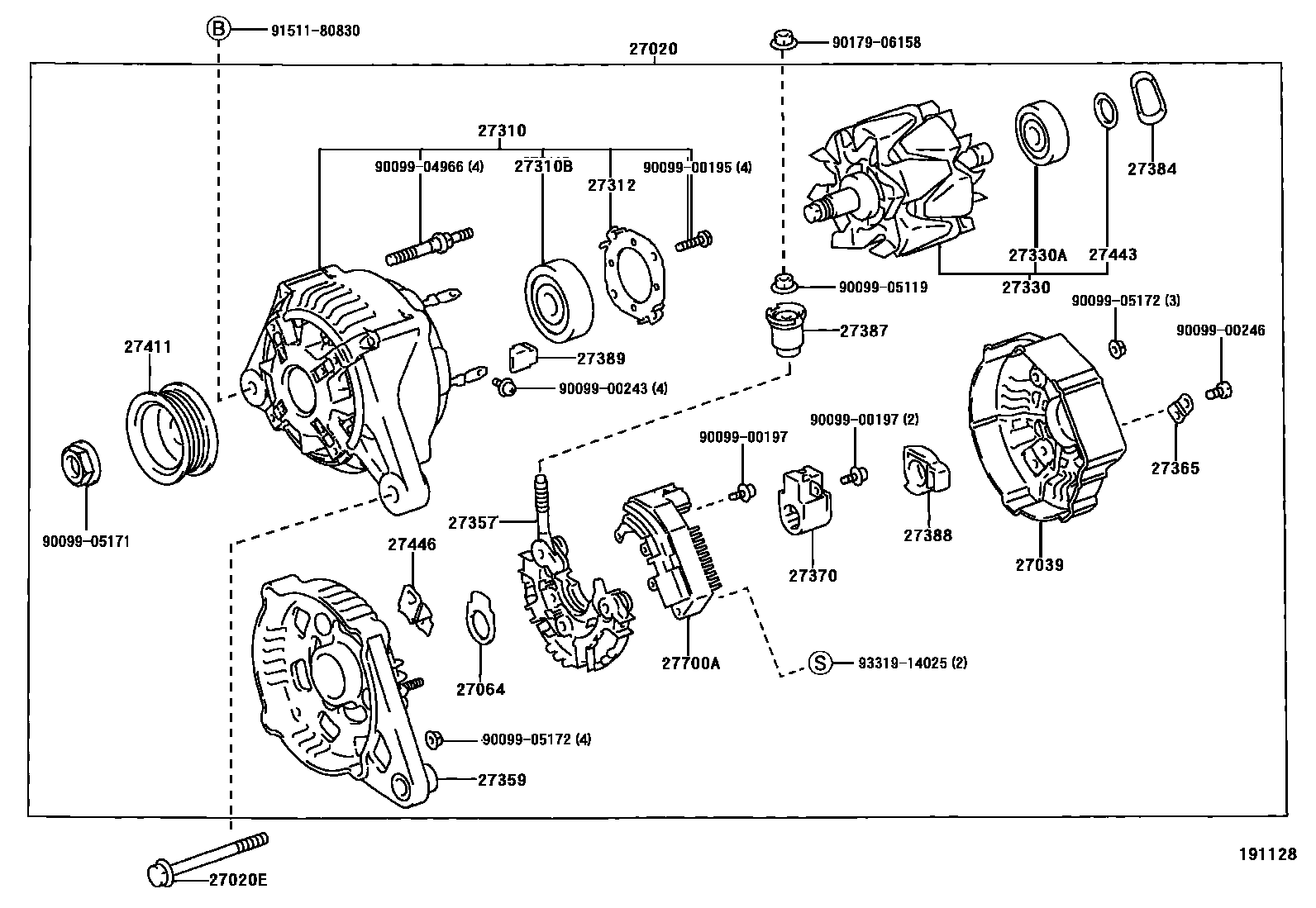 Toyota COROLLA Alternator EPC diagram — 191128