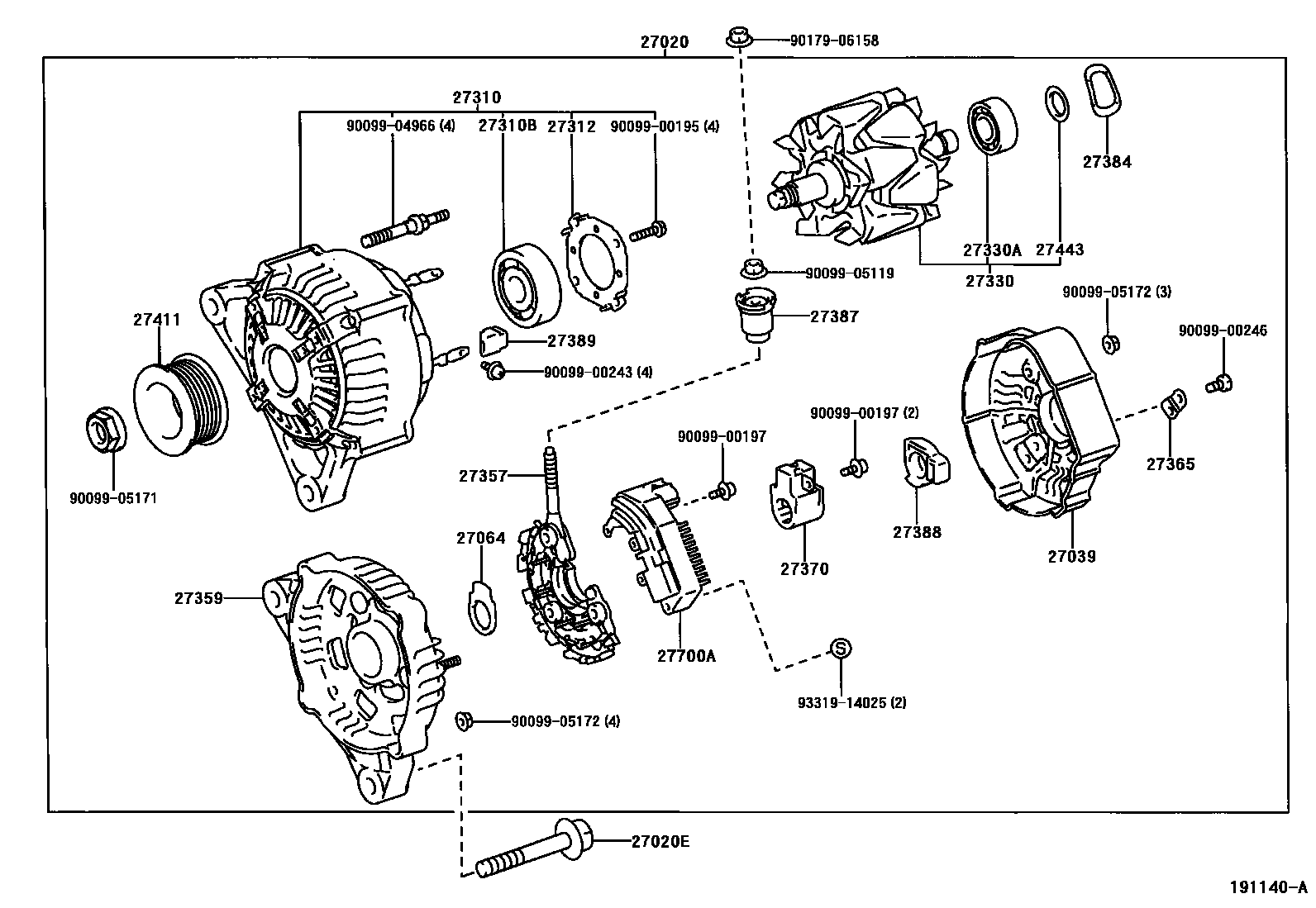 Toyota COROLLA Alternator EPC diagram — 191140A