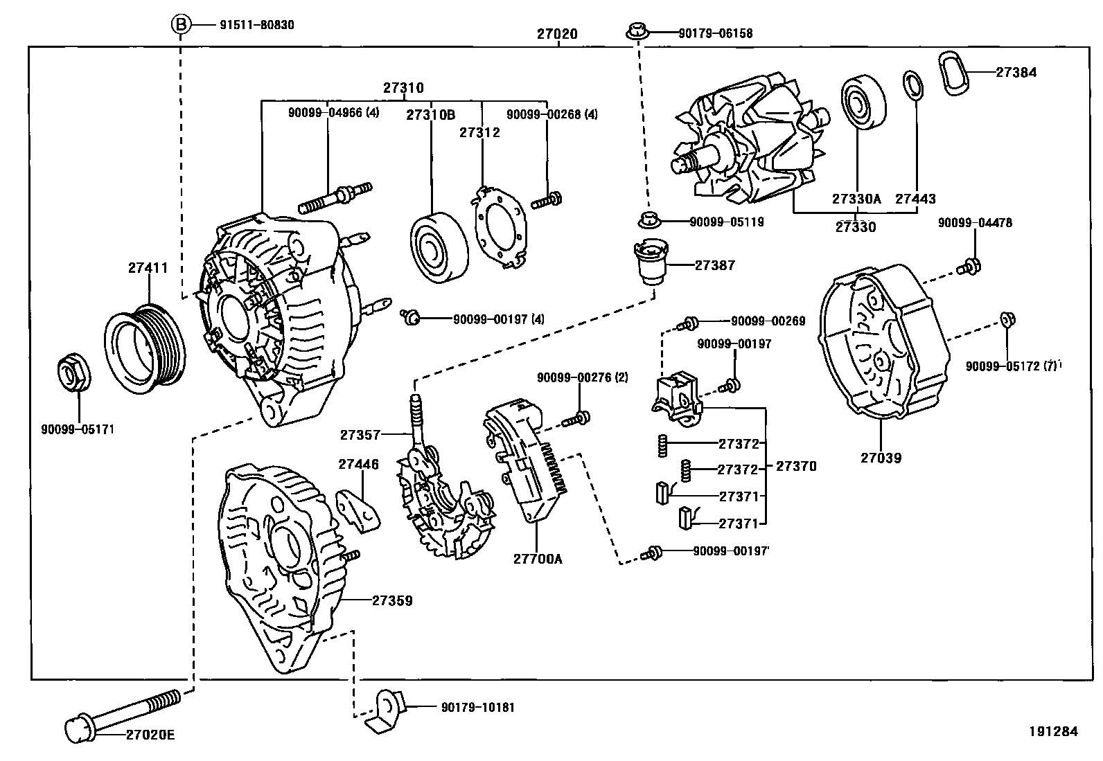 Toyota COROLLA Alternator EPC diagram — 191284