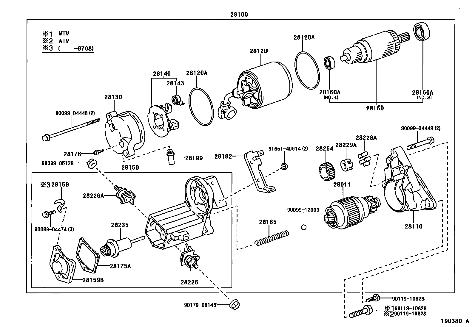 Toyota COROLLA 起动机 EPC diagram — 190380A