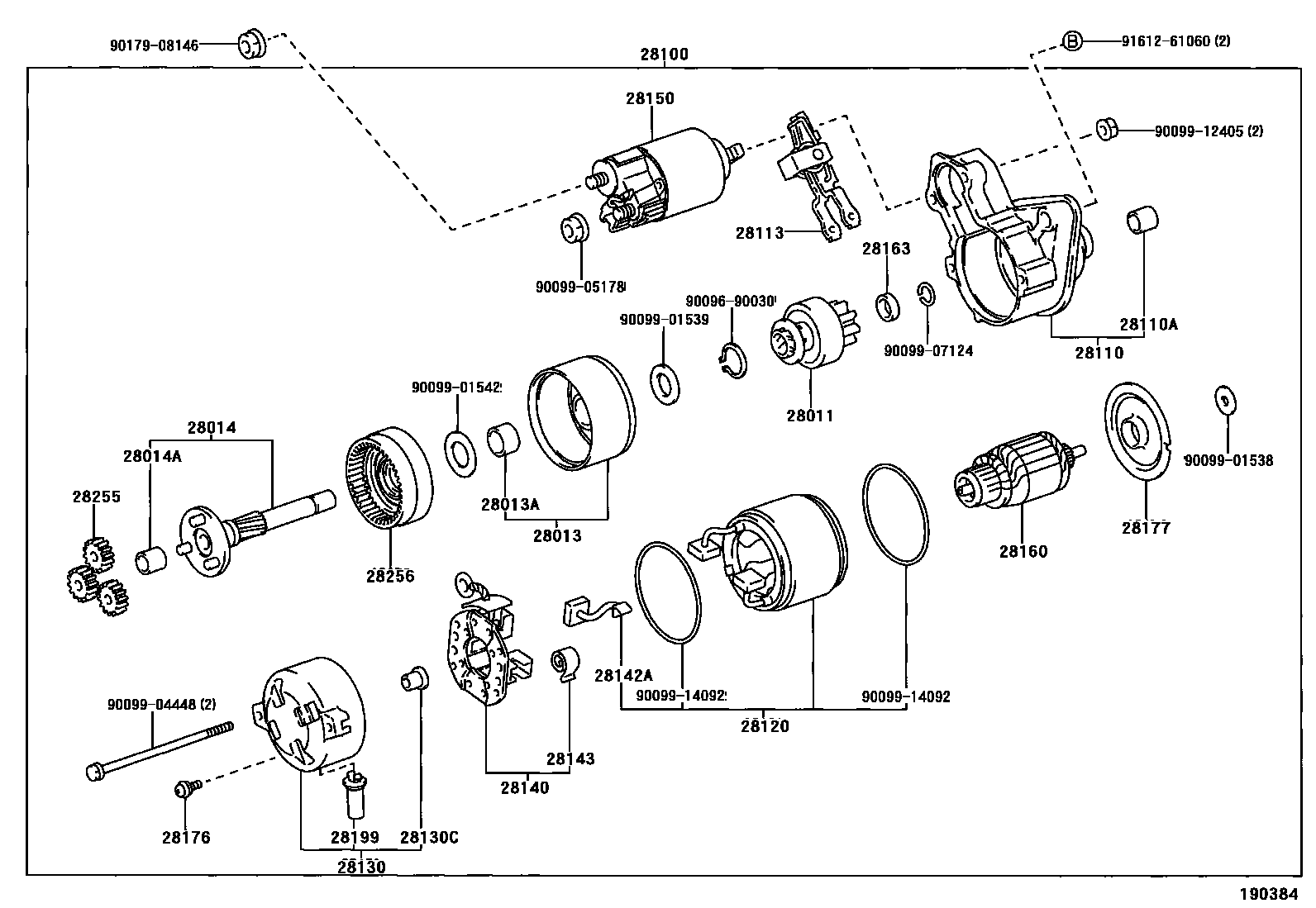 Toyota COROLLA 起动机 EPC diagram — 190384