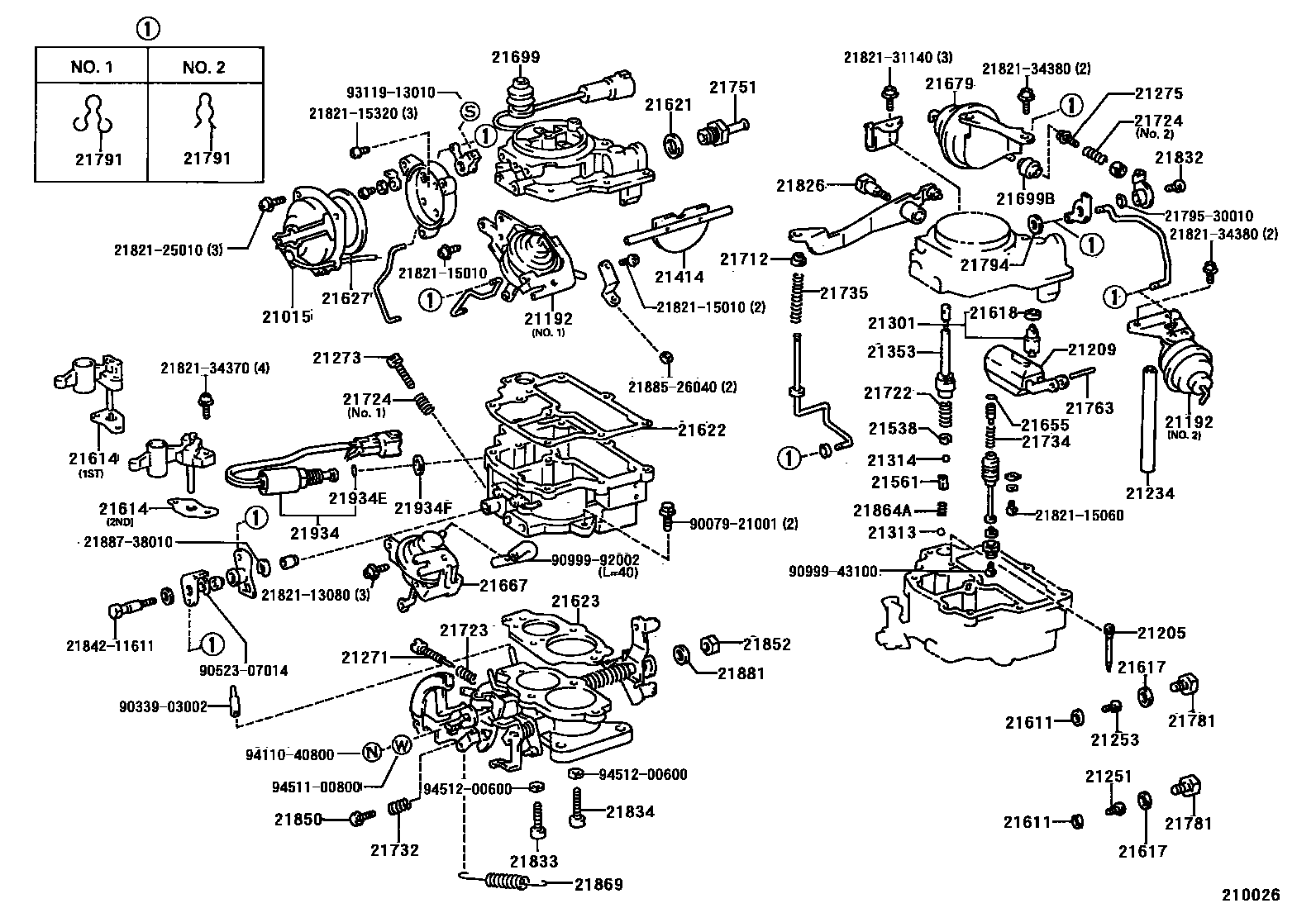 Toyota COROLLA 化油器 EPC diagram — 210026
