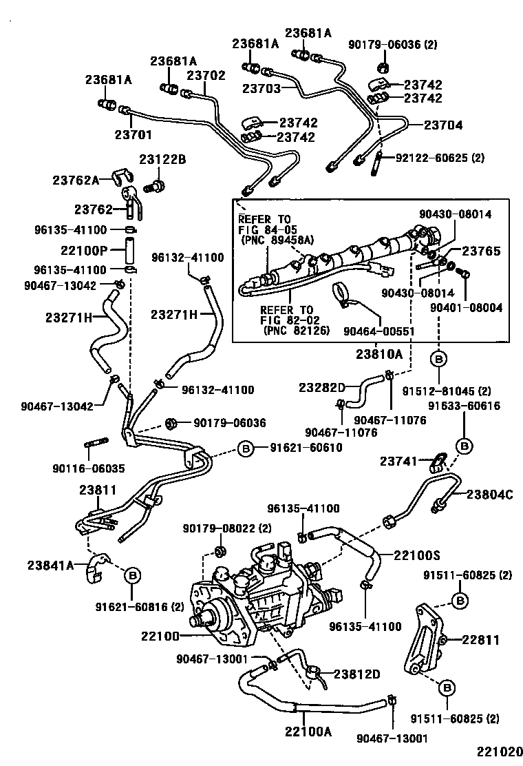 Toyota COROLLA 喷油泵总成 EPC diagram — 221020