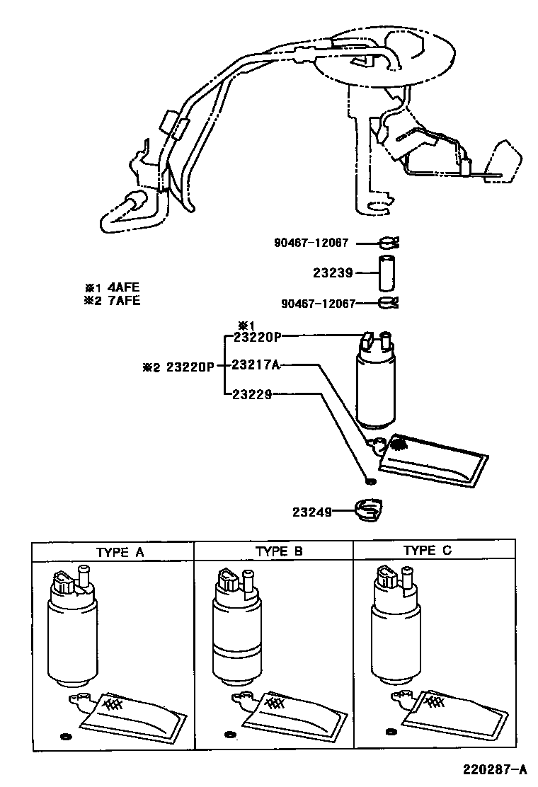Toyota COROLLA 燃油喷射系统 EPC diagram — 220287A