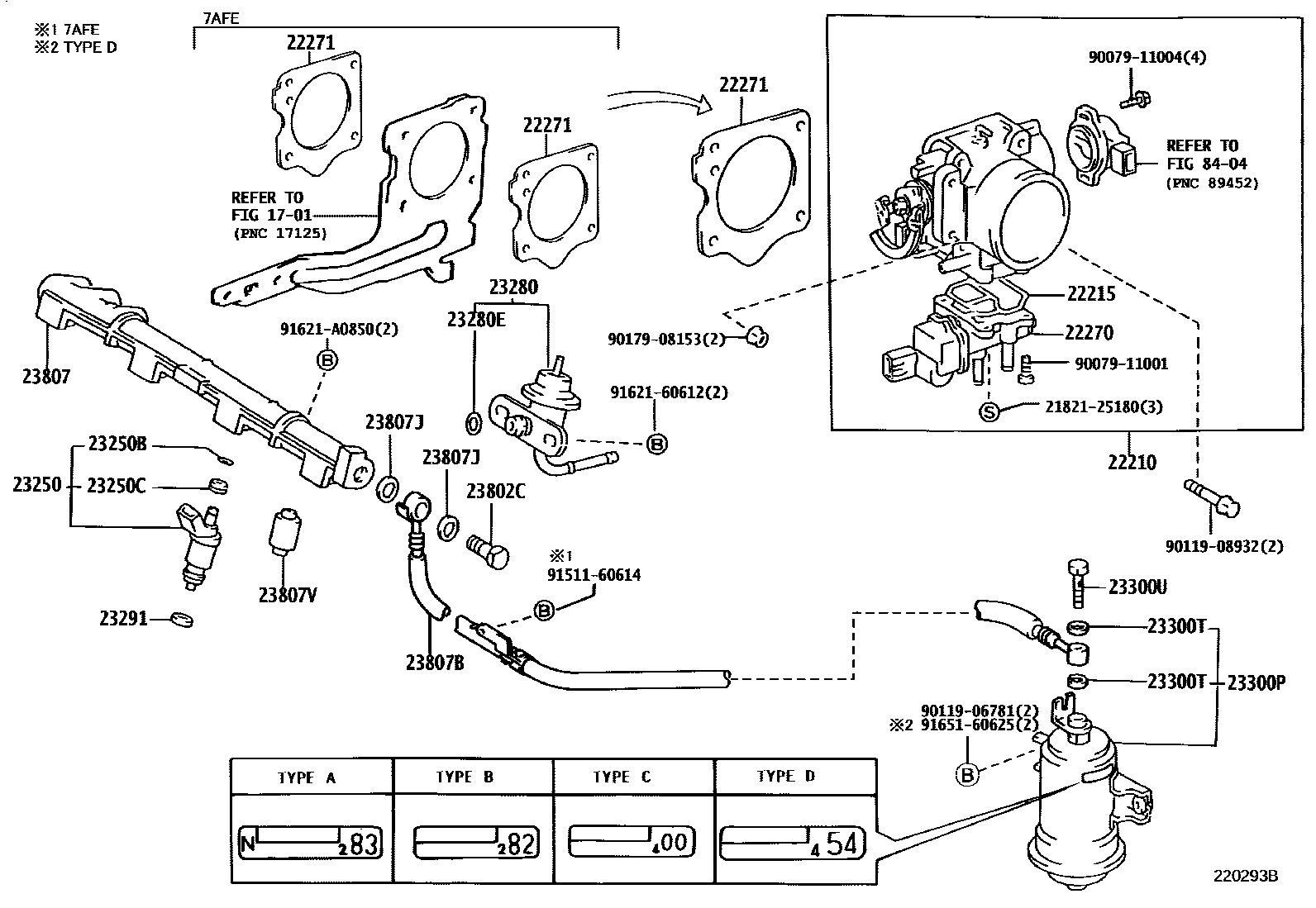 Toyota COROLLA 燃油喷射系统 EPC diagram — 220293B
