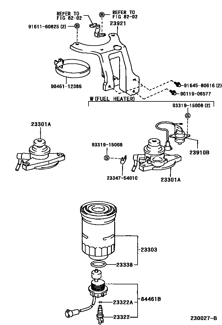 Toyota COROLLA fuel filter EPC diagram — 230027B