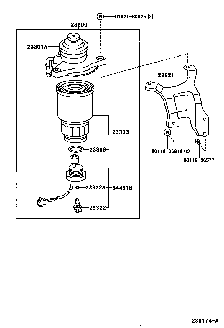 Toyota COROLLA fuel filter EPC diagram — 230174A