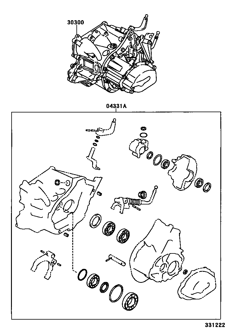 Toyota COROLLA 传动桥或变速器总成和衬垫组件(MTM) EPC diagram — 331222