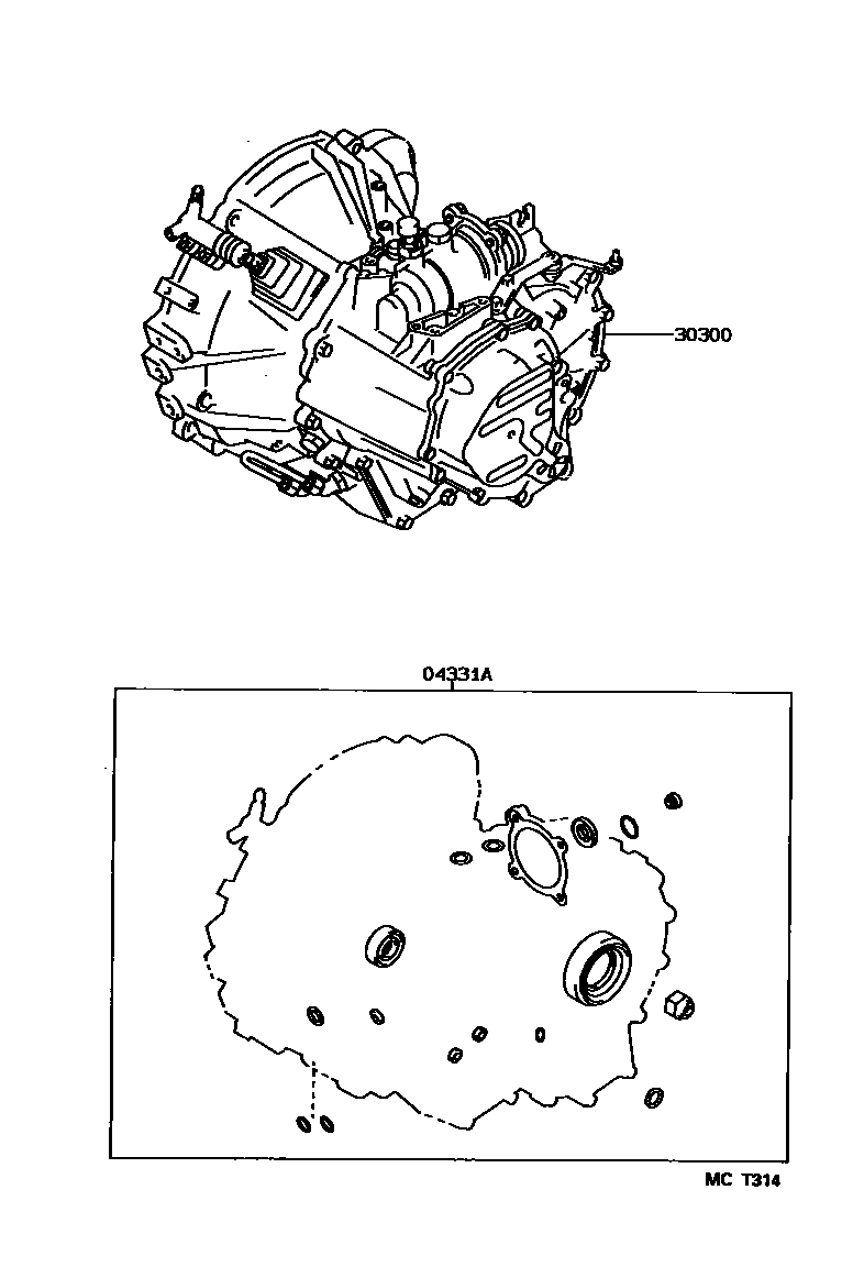 Toyota COROLLA 传动桥或变速器总成和衬垫组件(MTM) EPC diagram — MCT314