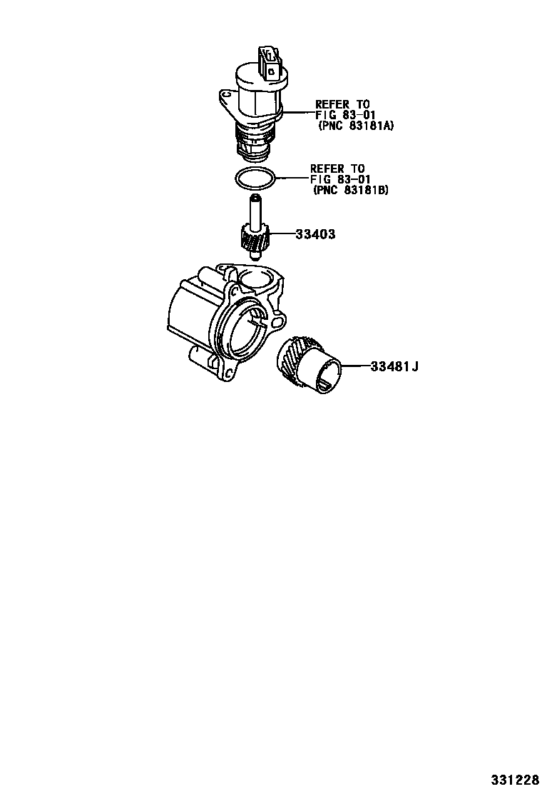Toyota COROLLA 速度表从动齿轮(MTM) EPC diagram — 331228