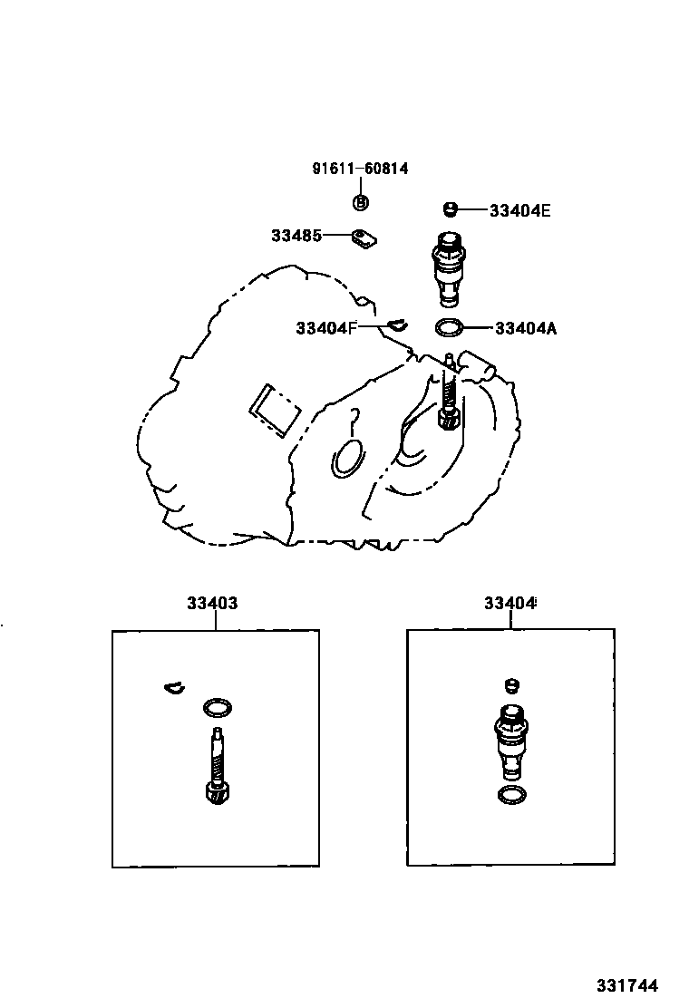 Toyota COROLLA 速度表从动齿轮(MTM) EPC diagram — 331744