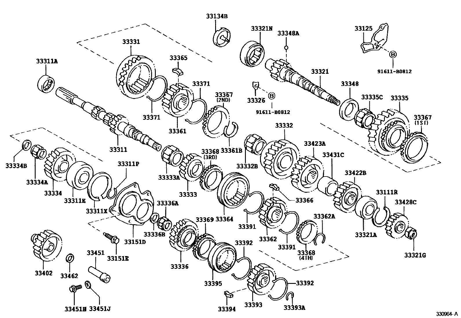 Toyota COROLLA 变速器齿轮(MTM) EPC diagram — 330964A
