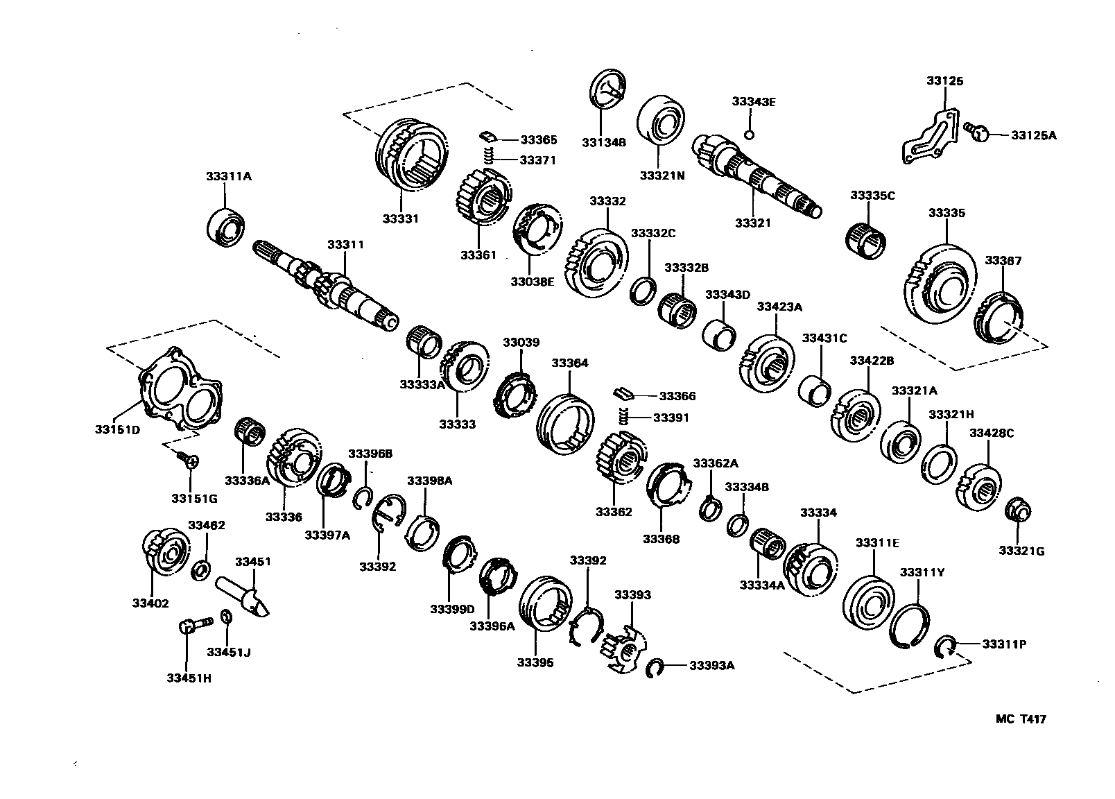 Toyota COROLLA 变速器齿轮(MTM) EPC diagram — MCT417