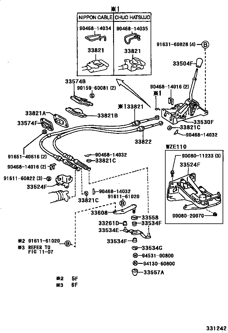 Toyota COROLLA Shift Lever & Retainer EPC diagram — 331242