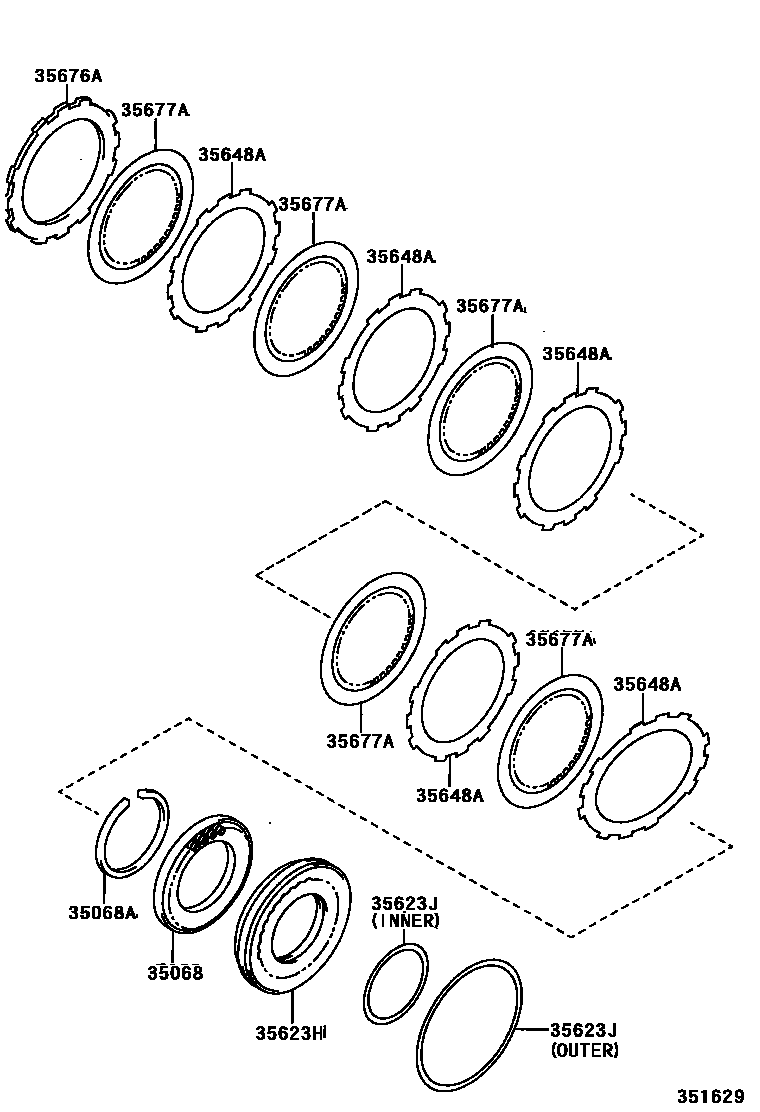 Toyota COROLLA 3号制动器、一档和倒档制动器(ATM) EPC diagram — 351629