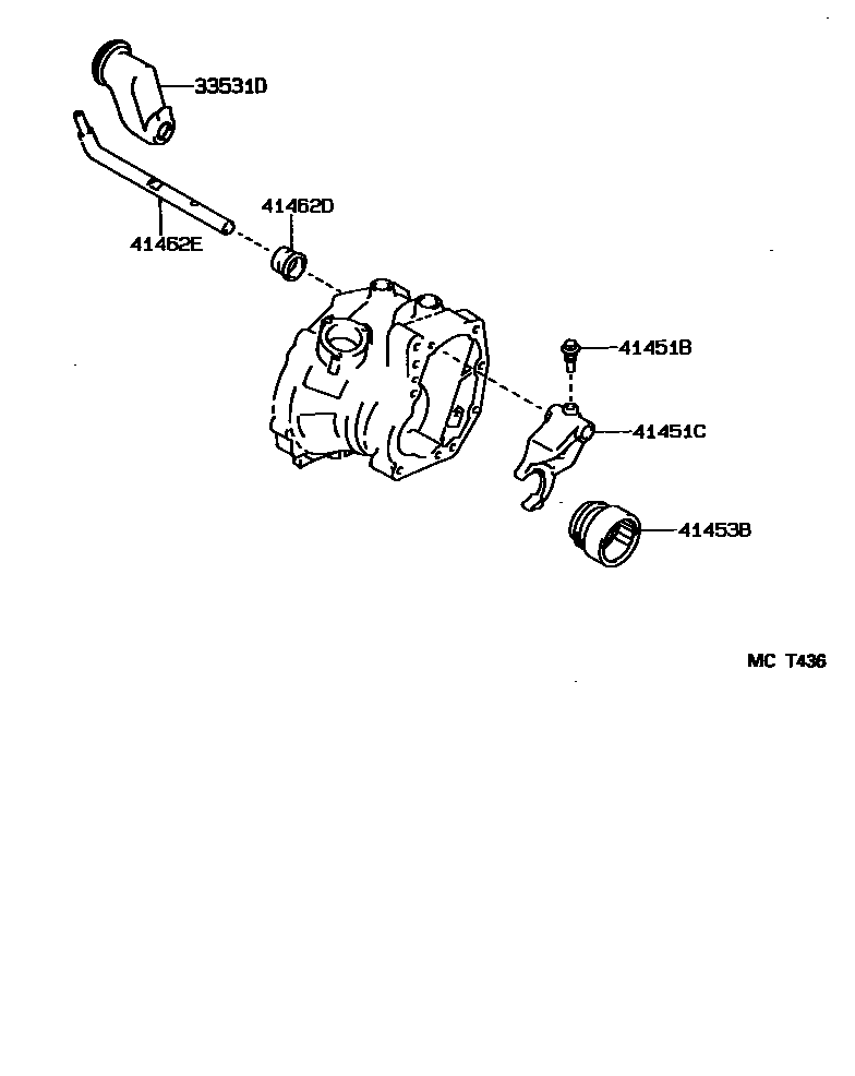 Toyota COROLLA Transfer Lever & Shift Fork Shaft EPC diagram — MCT436