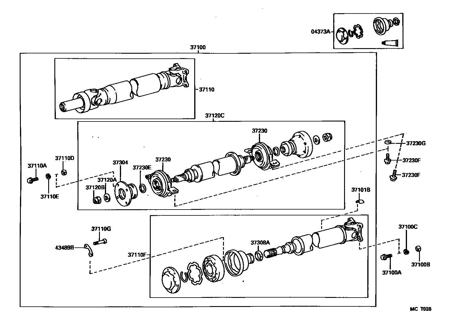 Toyota COROLLA Propeller Shaft & Universal Joint EPC diagram — MCT028