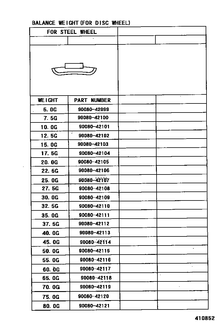Toyota COROLLA 车轮和车轮盖 EPC diagram — 410852