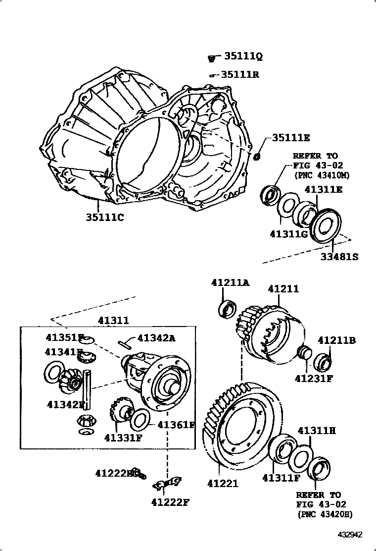 Toyota COROLLA 前桥壳和差速器 EPC diagram — 432942