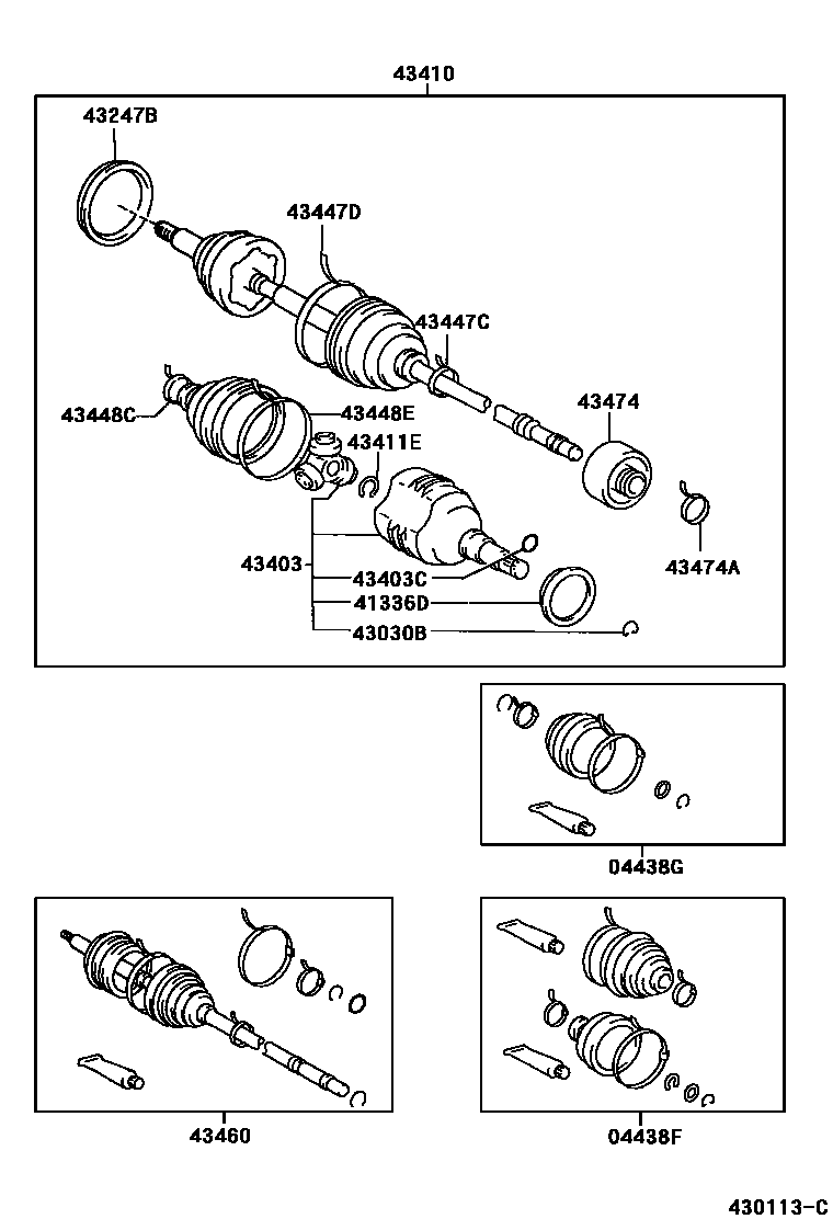 Toyota COROLLA Front Drive Shaft EPC diagram — 430113C