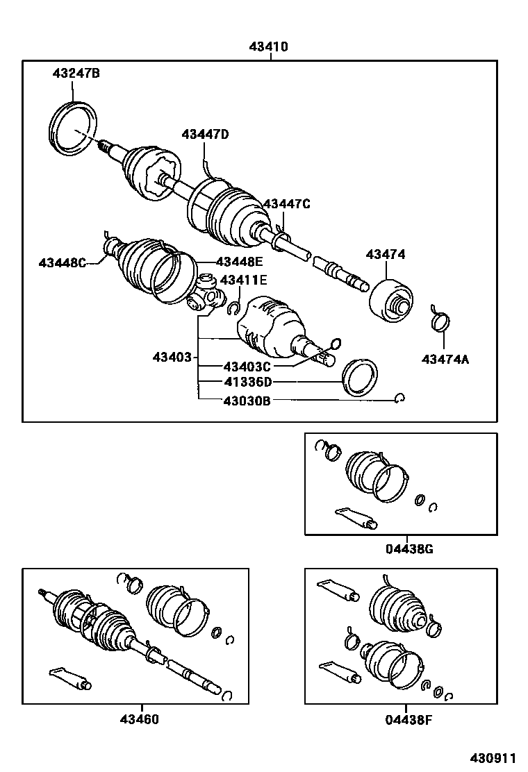 Toyota COROLLA Front Drive Shaft EPC diagram — 430911