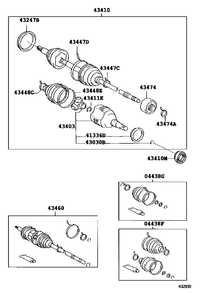 Toyota COROLLA Front Drive Shaft EPC diagram — 432930