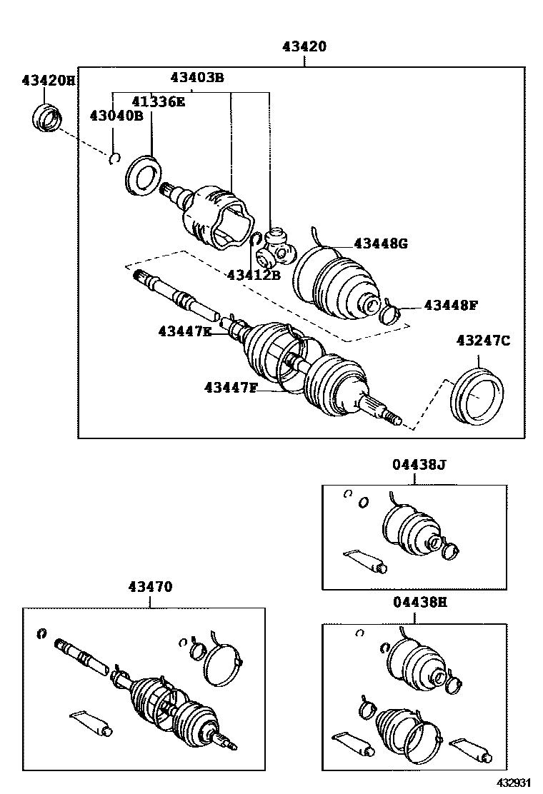 Toyota COROLLA Front Drive Shaft EPC diagram — 432931