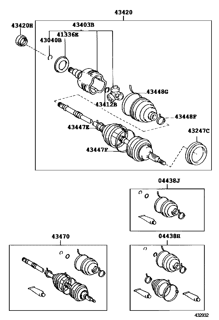 Toyota COROLLA Front Drive Shaft EPC diagram — 432932