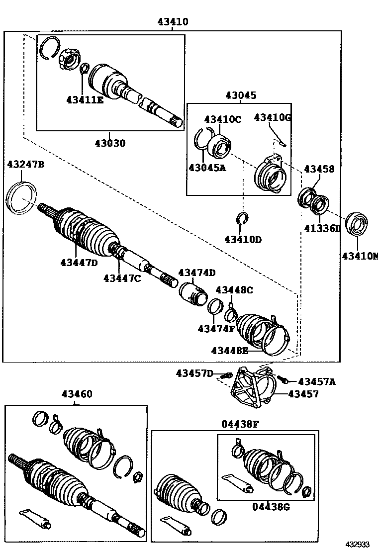 Toyota COROLLA Front Drive Shaft EPC diagram — 432933