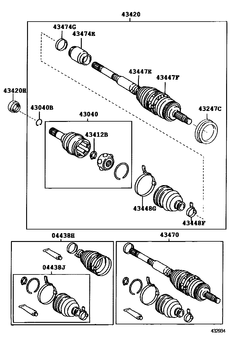 Toyota COROLLA Front Drive Shaft EPC diagram — 432934