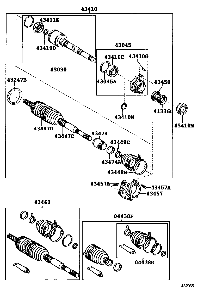 Toyota COROLLA Front Drive Shaft EPC diagram — 432935