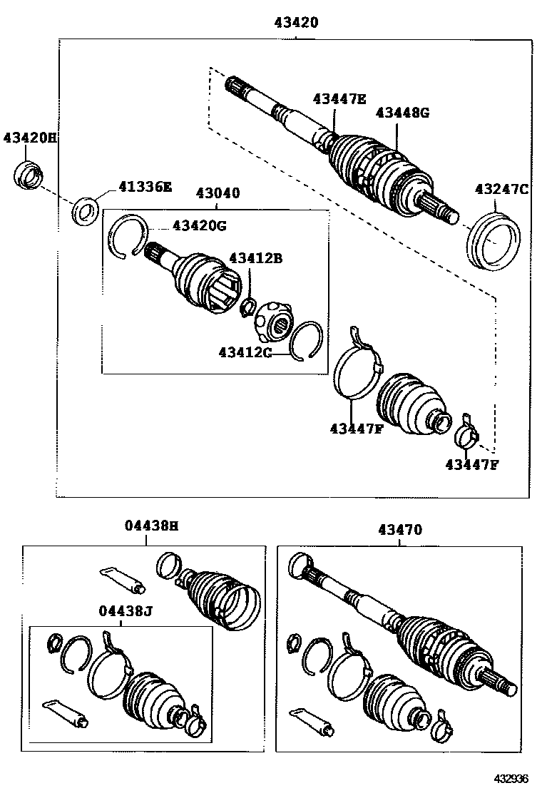 Toyota COROLLA Front Drive Shaft EPC diagram — 432936