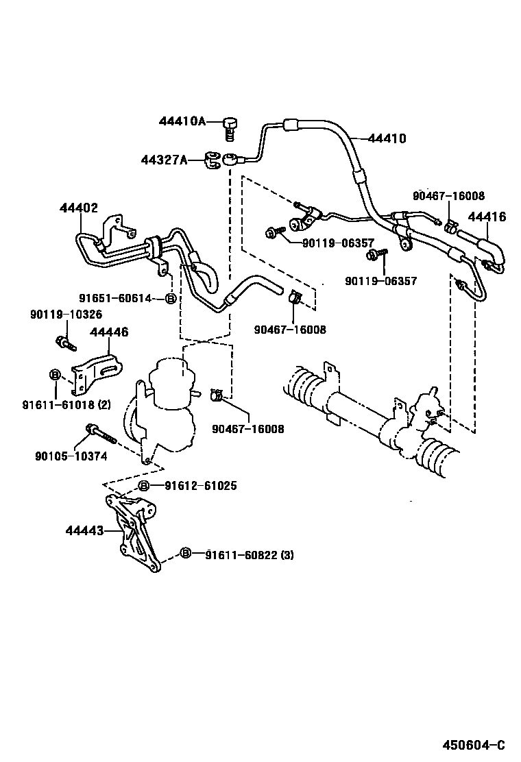 Toyota COROLLA 动力转向配管 EPC diagram — 450604C