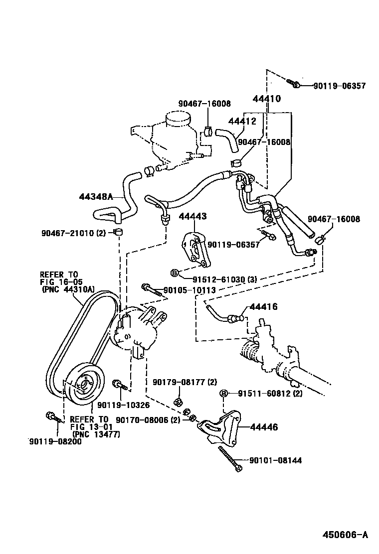 Toyota COROLLA 动力转向配管 EPC diagram — 450606A
