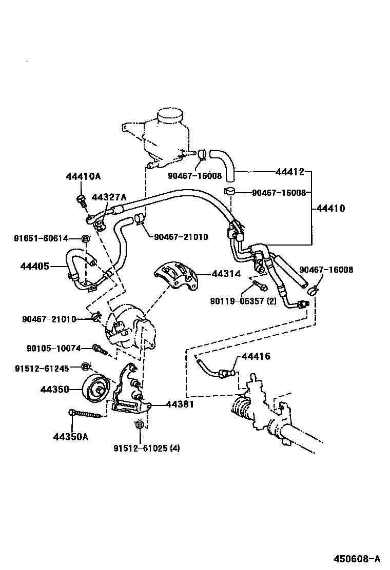 Toyota COROLLA 动力转向配管 EPC diagram — 450608A