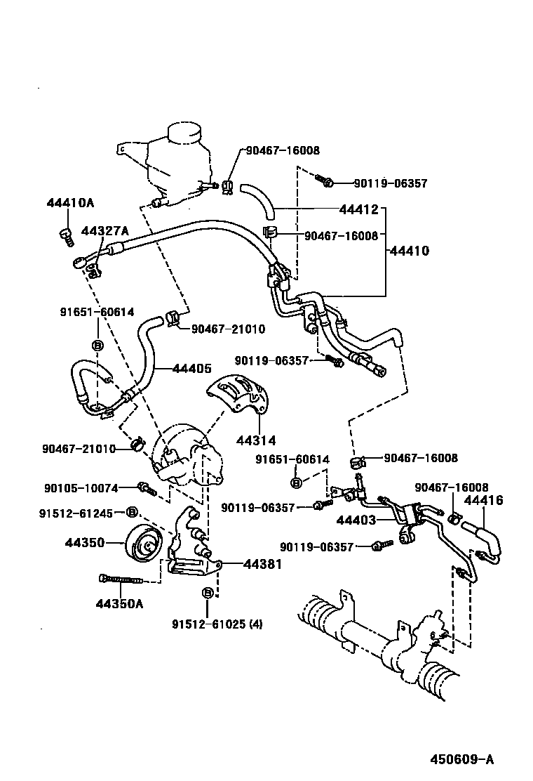 Toyota COROLLA 动力转向配管 EPC diagram — 450609A