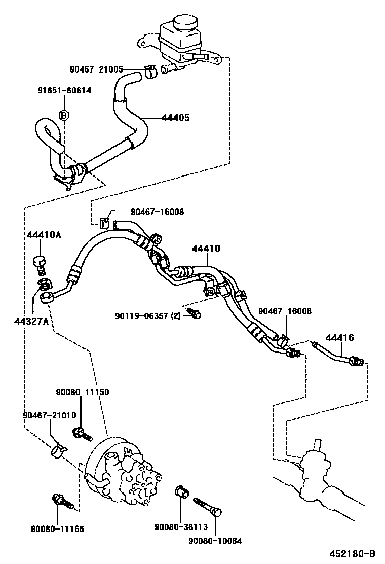 Toyota COROLLA 动力转向配管 EPC diagram — 452180B