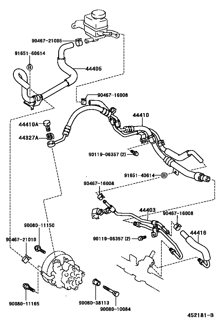 Toyota COROLLA 动力转向配管 EPC diagram — 452181B