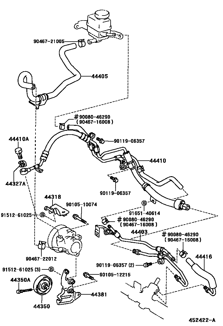 Toyota COROLLA 动力转向配管 EPC diagram — 452422A