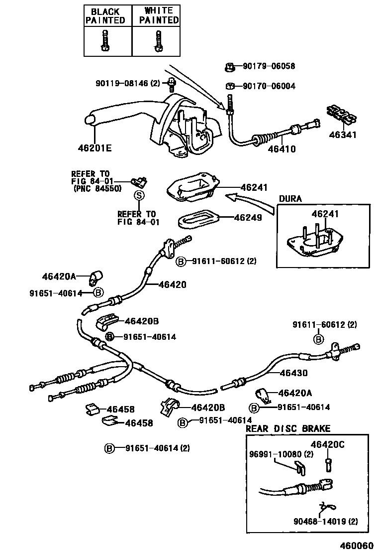 Toyota COROLLA Parking Brake & Cable EPC diagram — 460060
