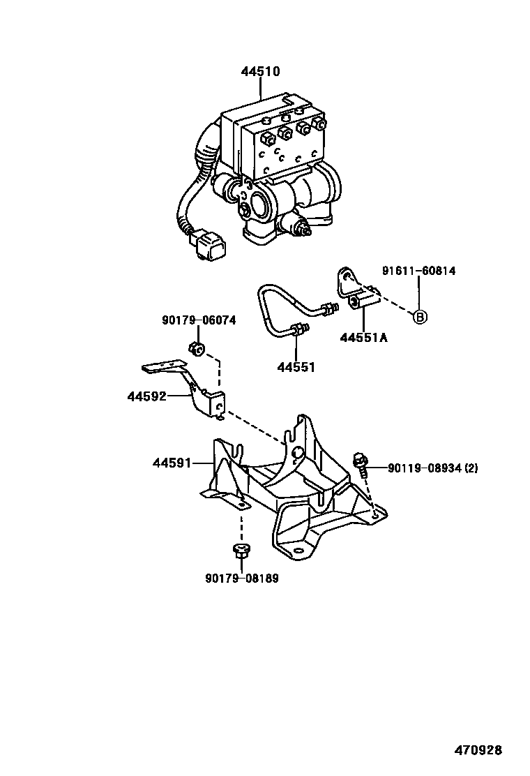Toyota COROLLA 制动配管和卡箍 EPC diagram — 470928