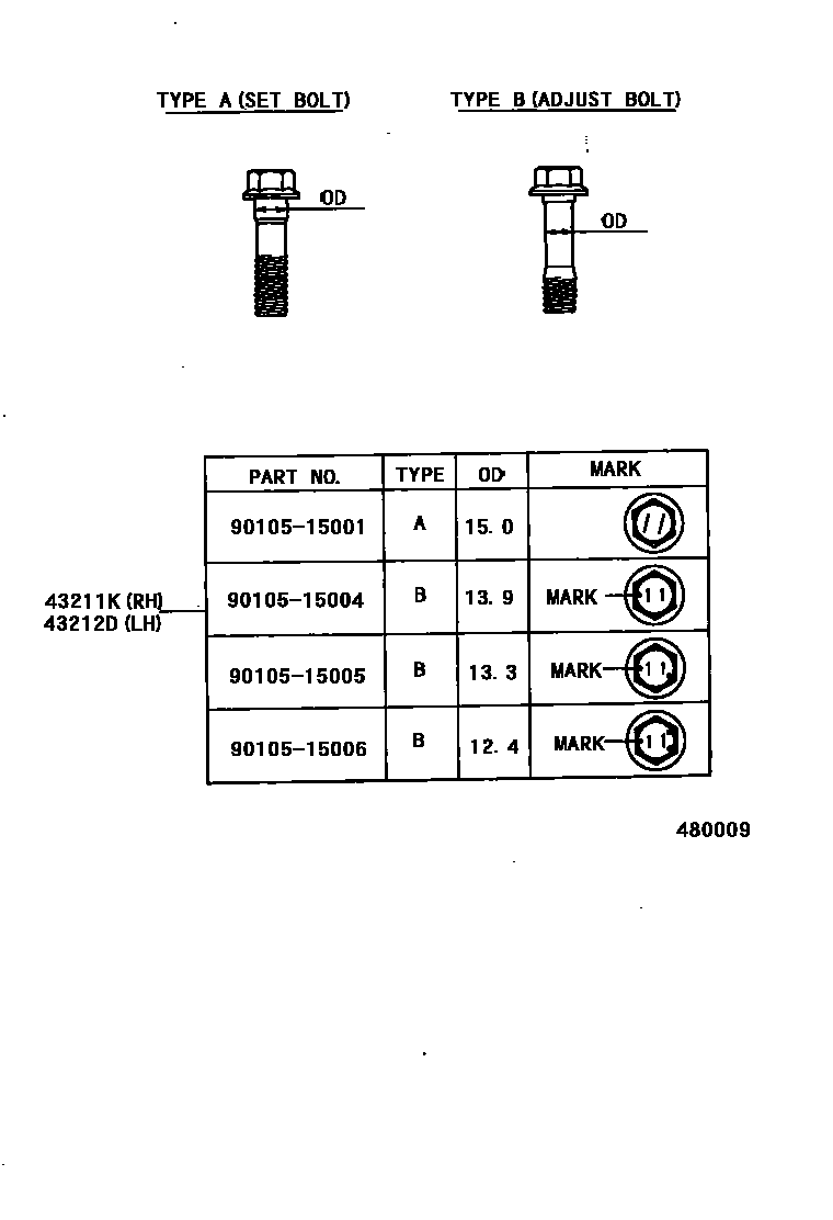 Toyota COROLLA 前桥控制臂和转向节 EPC diagram — 480009
