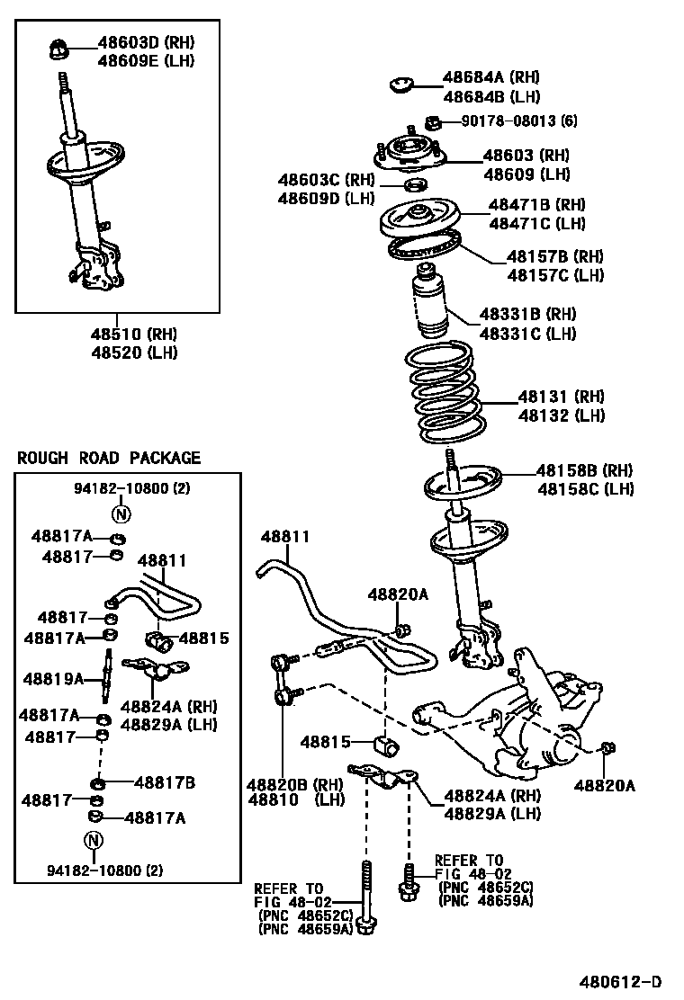 Toyota COROLLA Front Spring & Shock Absorber EPC diagram — 480612D