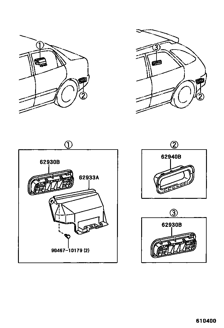 Toyota COROLLA 车侧通风装置 EPC diagram — 610400