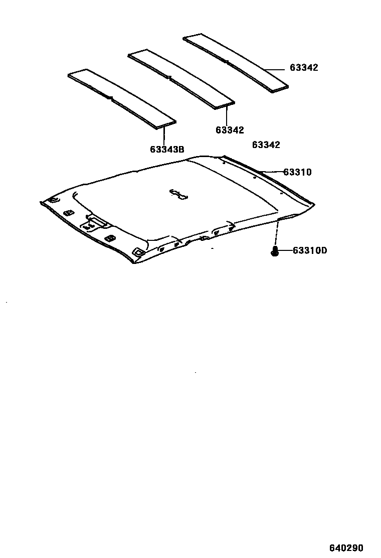 Toyota COROLLA 车顶内衬和消声垫 EPC diagram — 640290