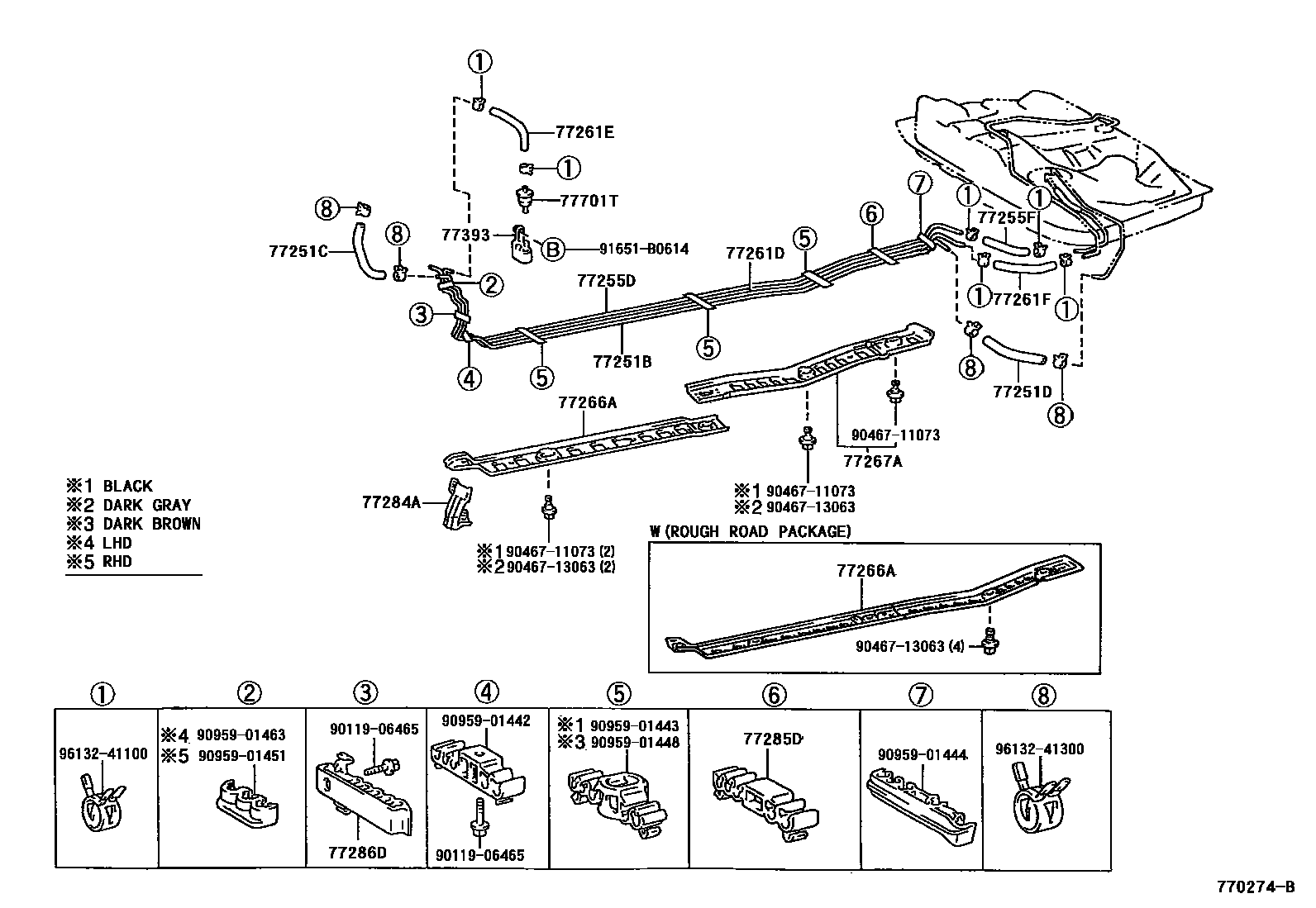 Toyota COROLLA 燃油箱和燃油管 EPC diagram — 770274B