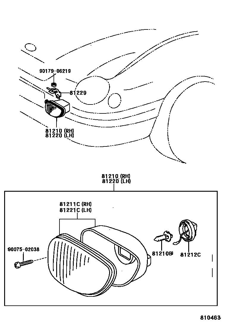 Toyota COROLLA Fog Lamp EPC diagram — 810463