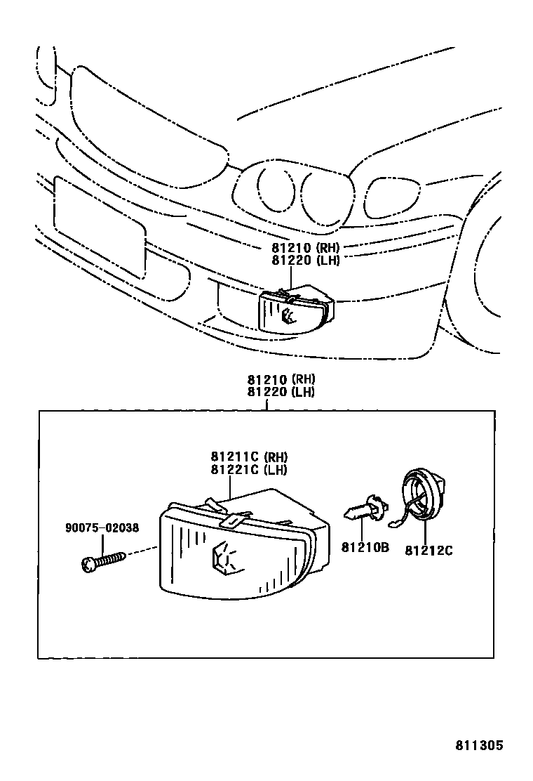 Toyota COROLLA Fog Lamp EPC diagram — 811305